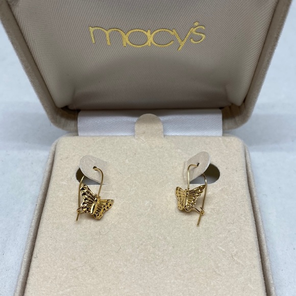 Adorable and delicate 14kt gold butterfly earrings - Picture 2 of 8
